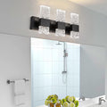 Black Bathroom Vanity Light 3 Light Over Mirror - Crystal LED 6000K