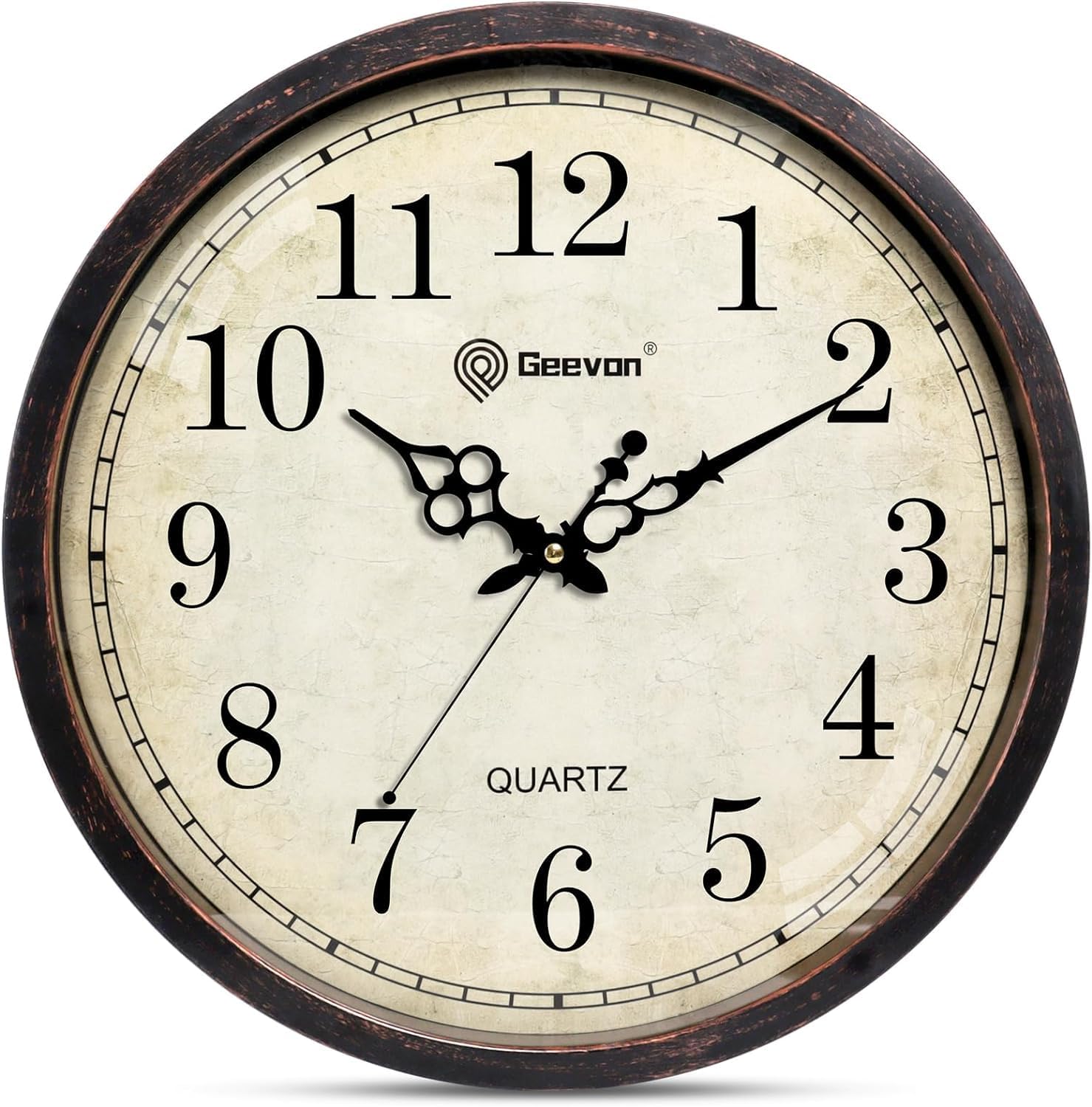 Geevon Vintage Wall Clock: Silent 16in Non Ticking Retro Design