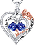 925 Sterling Silver Double Birthstone Necklace for Wife - Heart Iefil