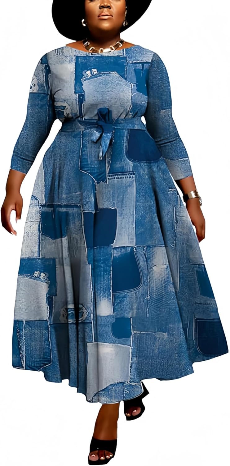 Women Plus Size Formal A Line Maxi Dress with Pockets