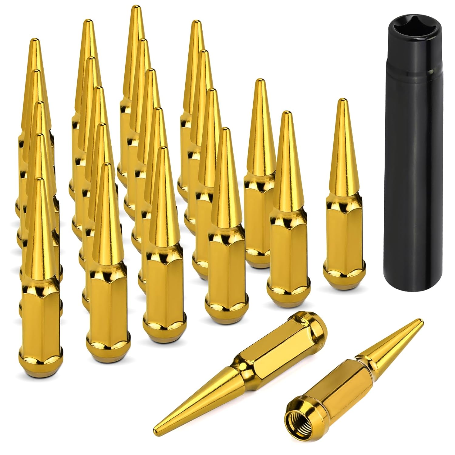 24PCS M14x1.5 Spike Lug Nuts for Silverado, F150, Ram 1500