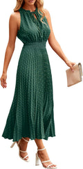 PRETTYGARDEN Swiss Dot Ruffle Midi Dress - Flattering Summer Sundress