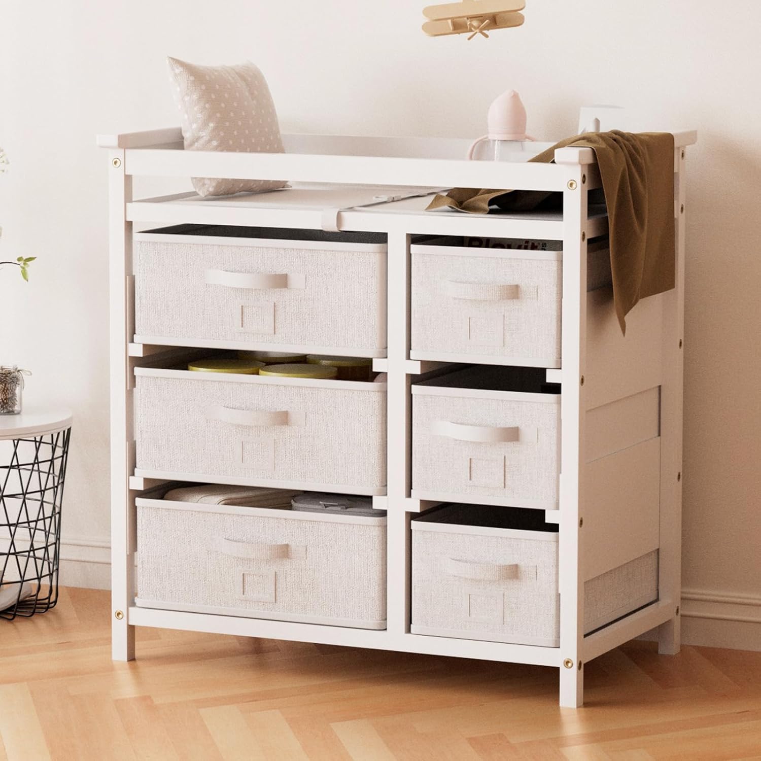 YUFU Baby Changing Table with Storage Drawers and Changing Pad