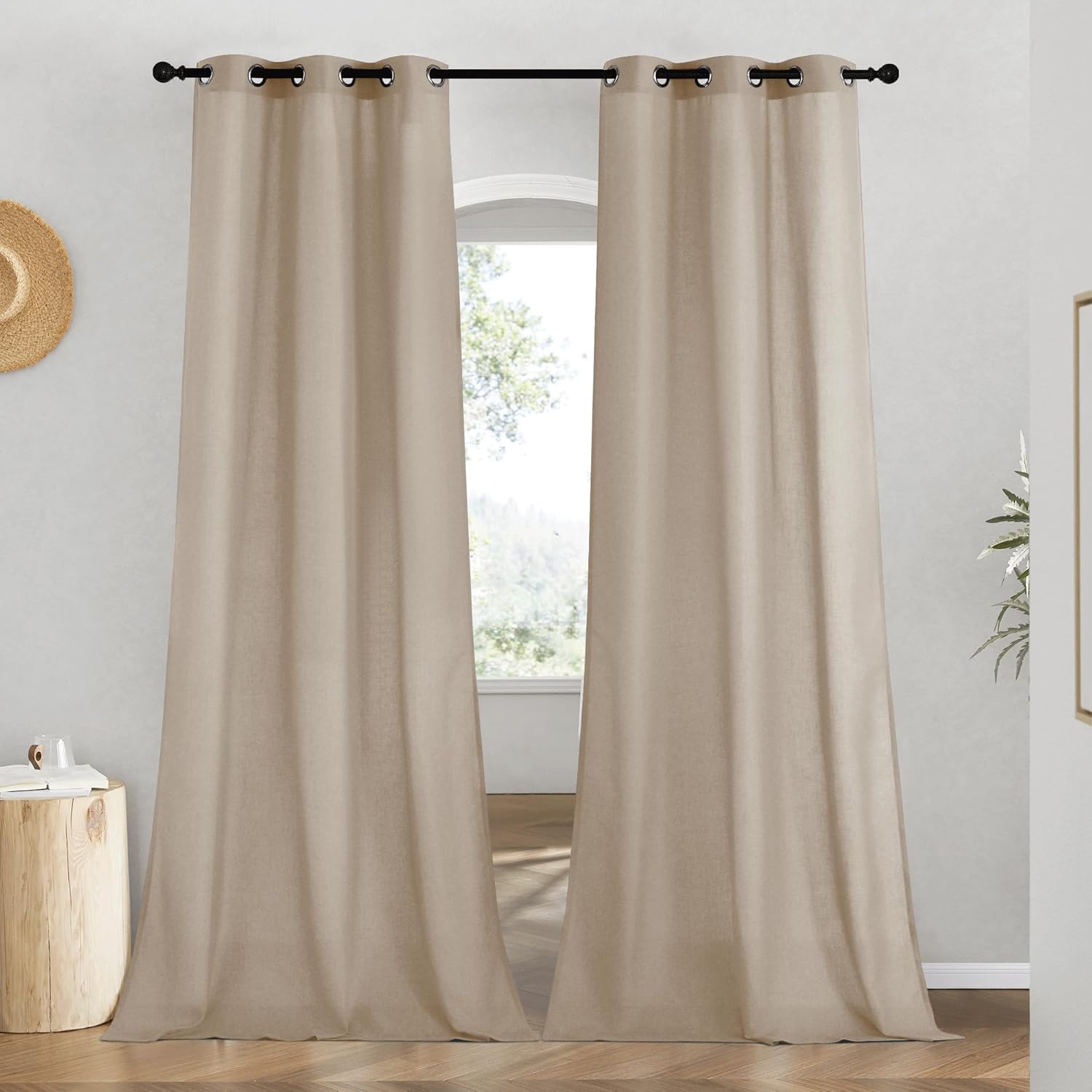 NICETOWN Rustic Linen 96 inch Long Curtains for Living Room