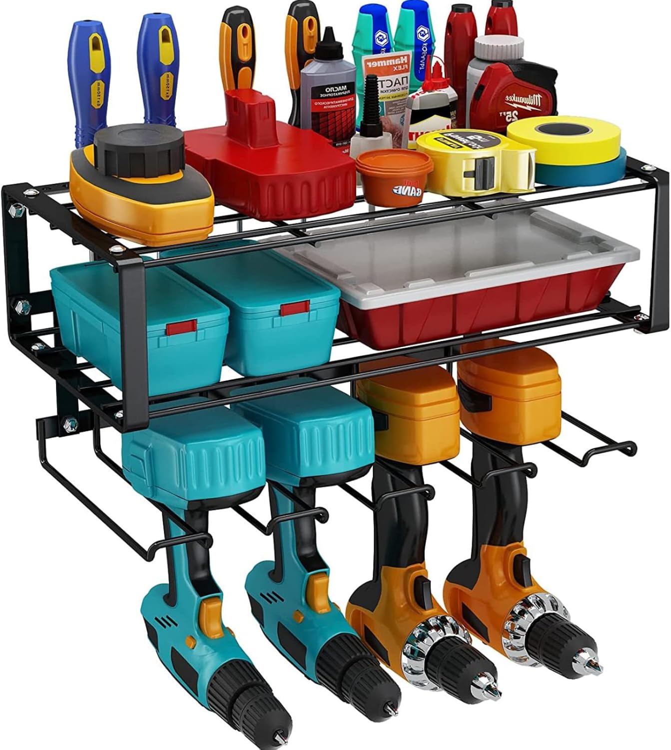 3-Layer Drill Holder & Floating Shelves Set