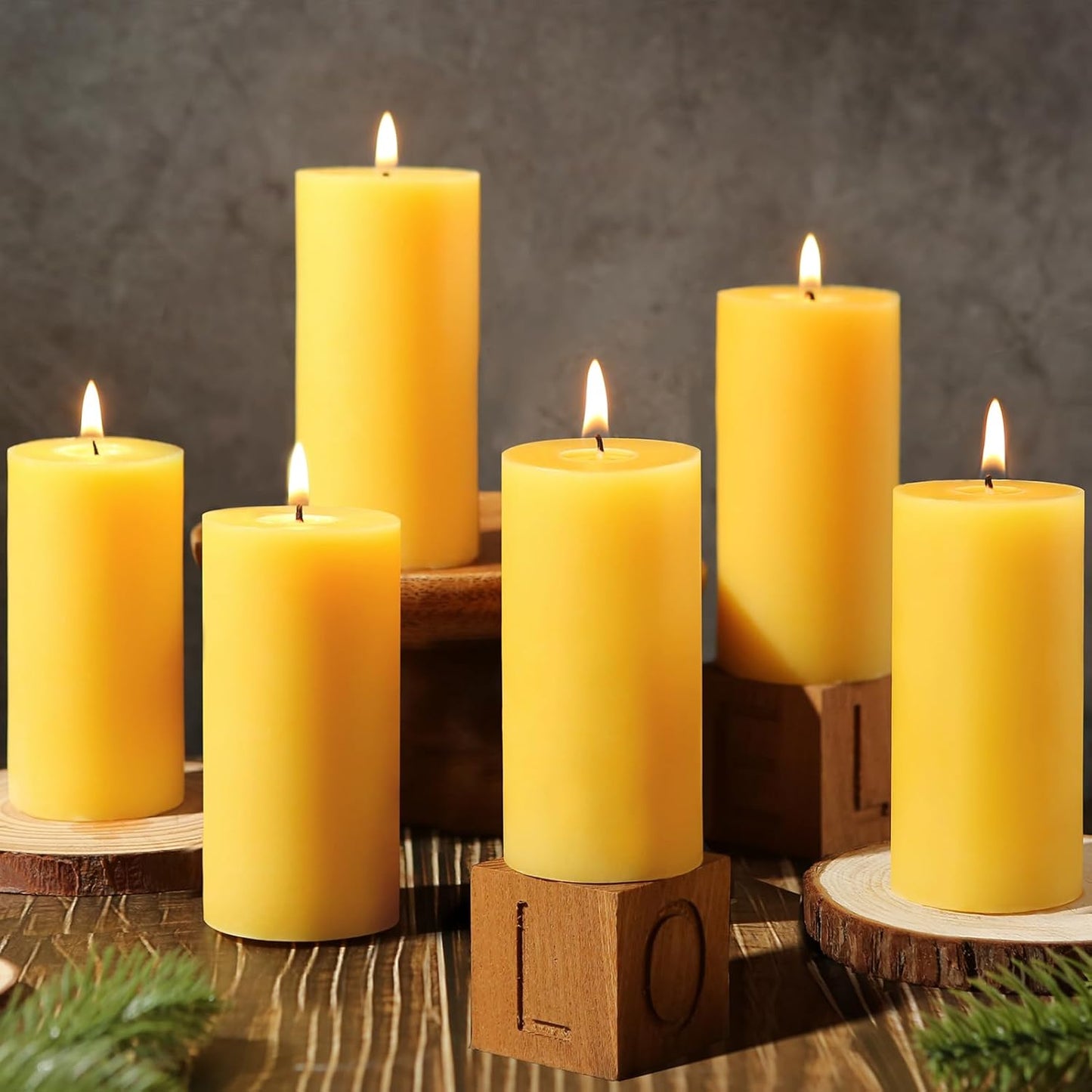 Natural Beeswax Pillar Candles - 420 Hours of Clean Burning