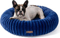 Donut Dog Bed for Small Dog, Calming Round Puppy Bed - Navy Blue M