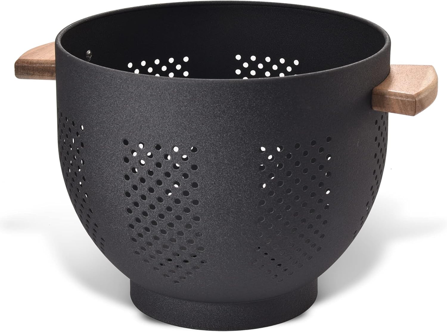 Metal Colander with Wood Handle for Easy Draining and Rinsing