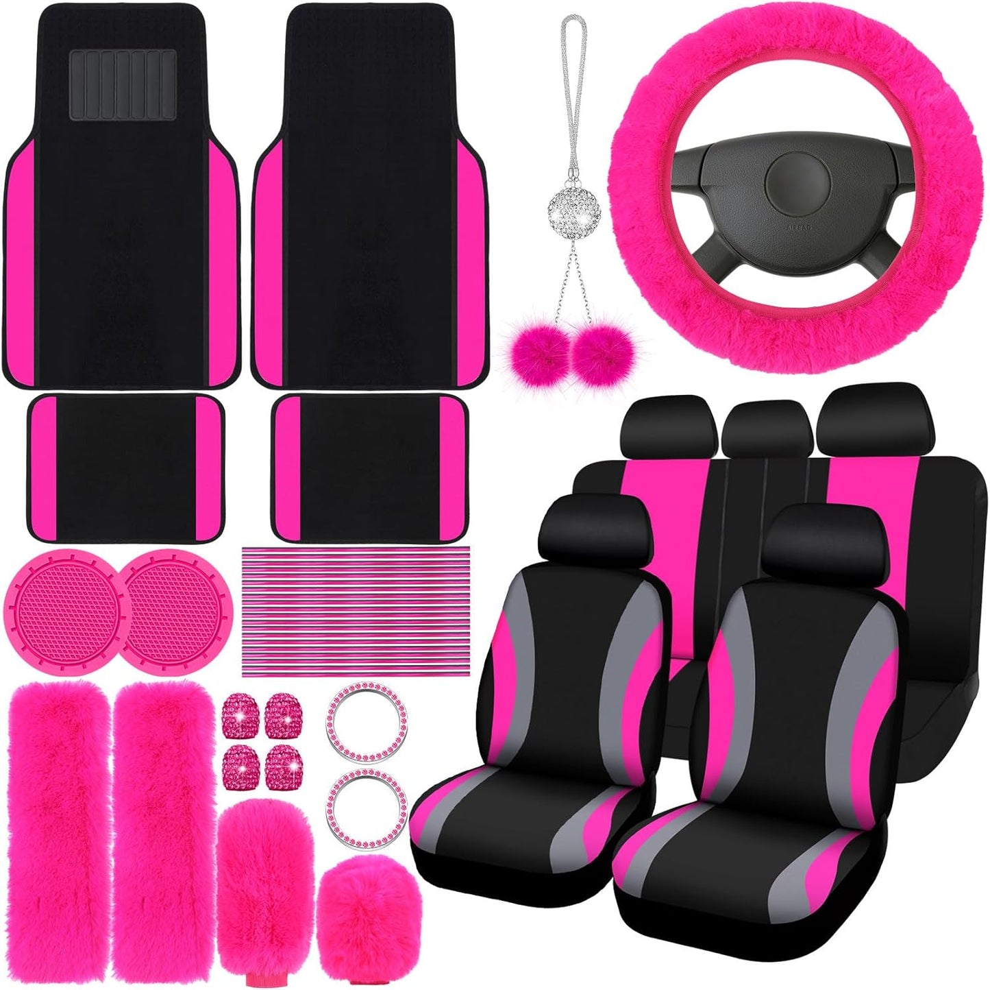 ROCEEI 47 Pcs Car Seat Cover Full Set for Stylish Interiors
