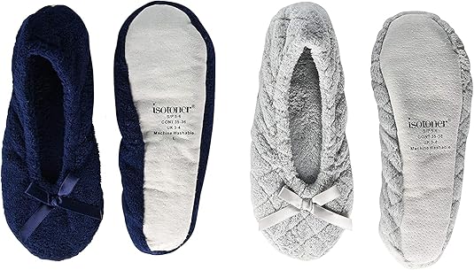isotoner Women's Ballerina Slipper 2 Pack for Cozy Comfort