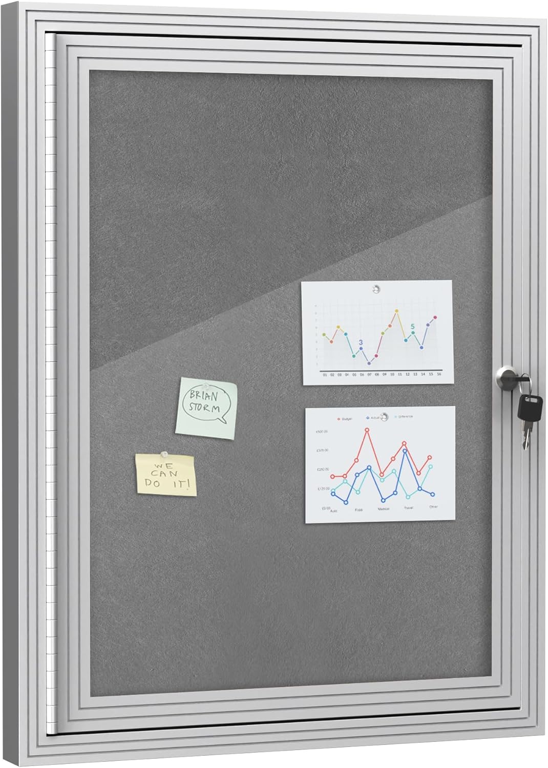 26x20 Enclosed Bulletin Board for School & Office Use