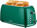 4 Slice Retro Stainless Steel Toaster with Bagel, Defrost & 6 Shade