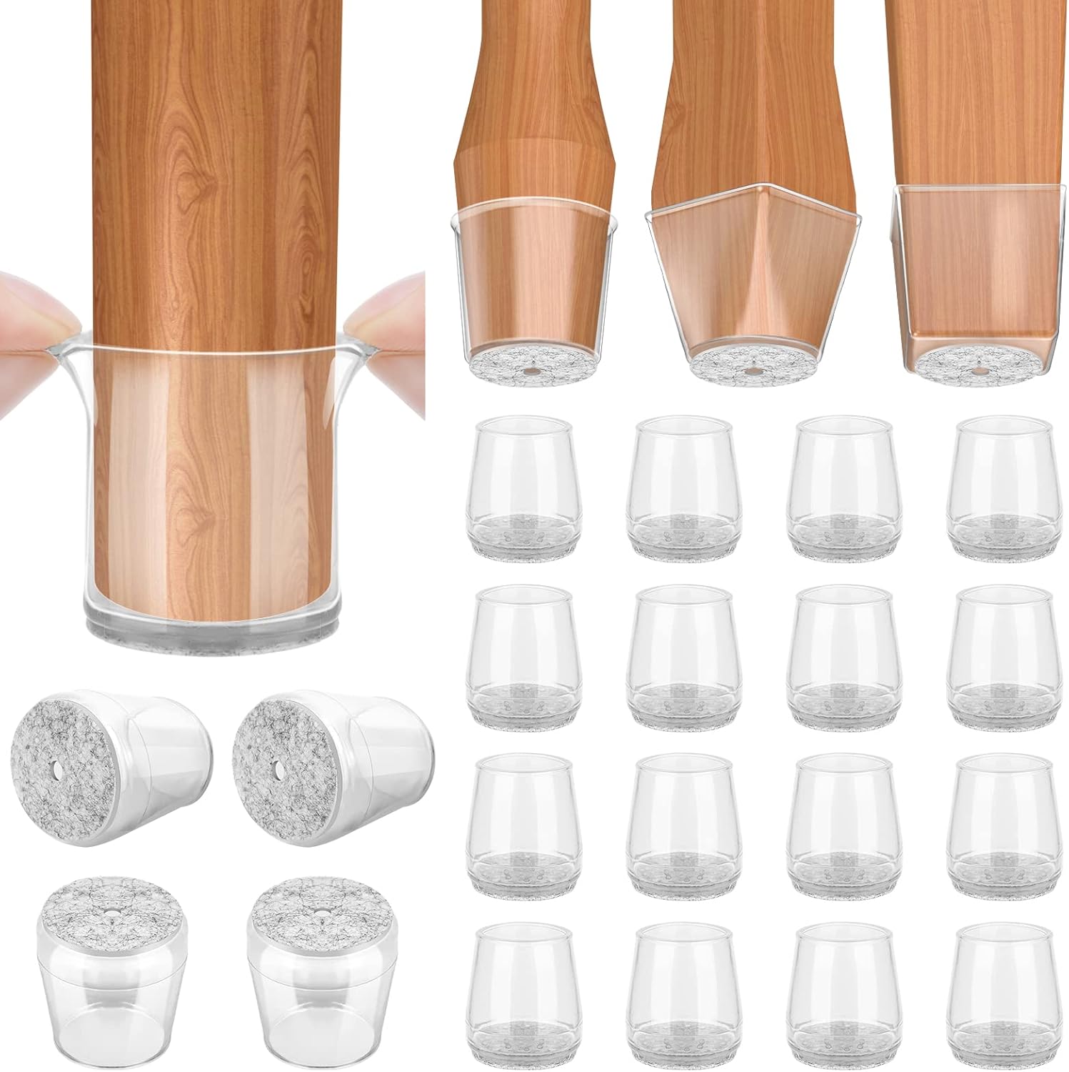 16-Pack Non-Slip Chair Leg Protectors for Hardwood Floors