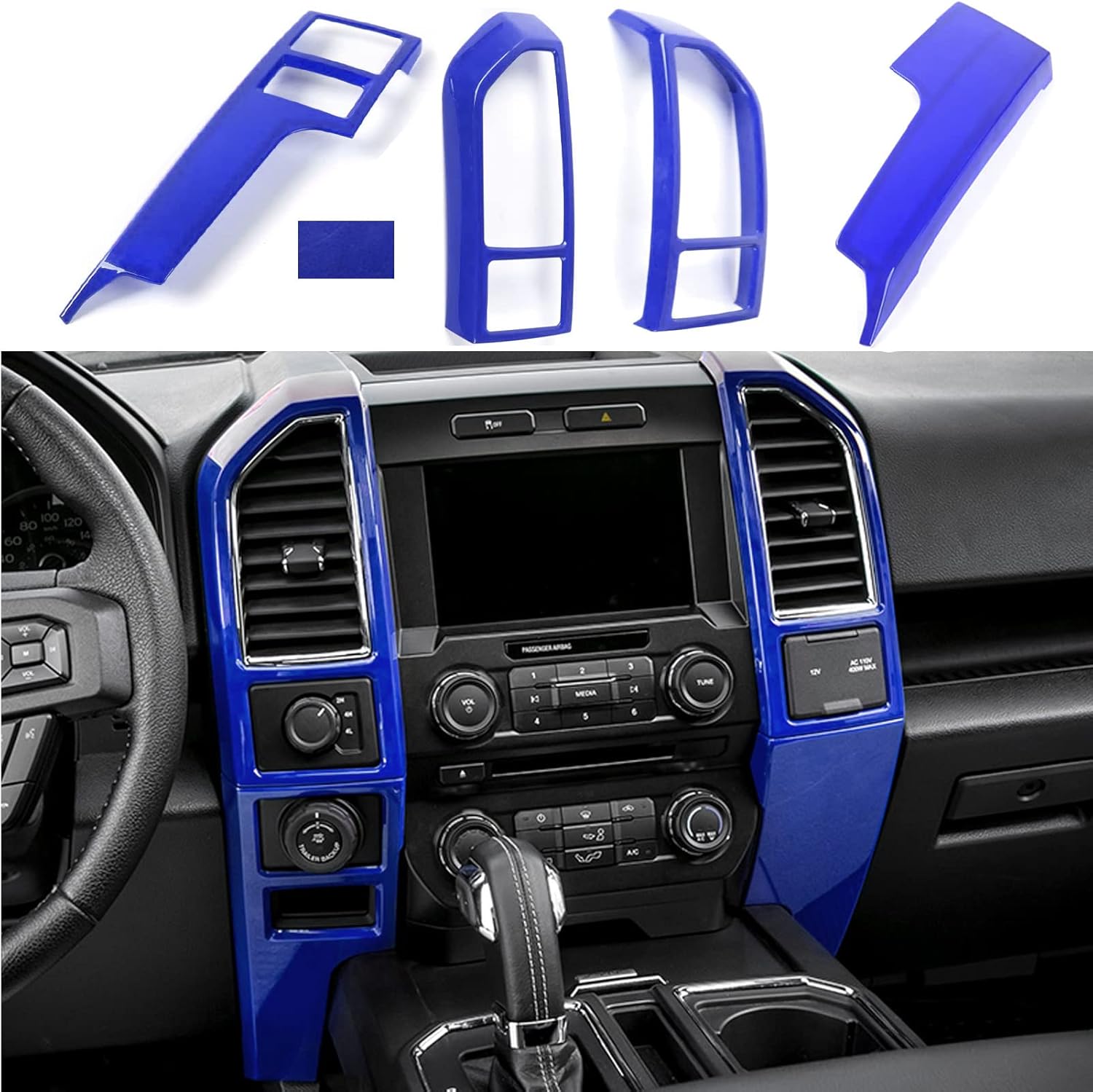 Keptrim Blue Central Console Trim for 2015-2020 Ford F150