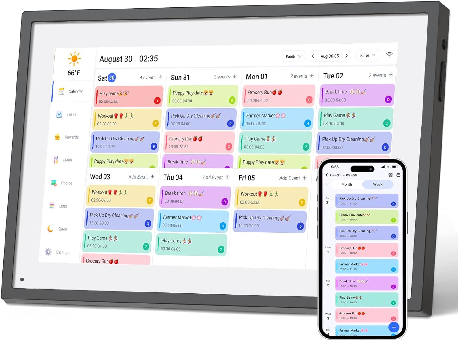 10.1 Inch Smart Digital Calendar Planner for Family Schedules