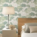 Beige and Green Lily Pad Peel and Stick Wallpaper - Easy Removable