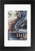 Frame Amo 11x17 Black Solid Wood Poster Frame with White Mat - Gallery