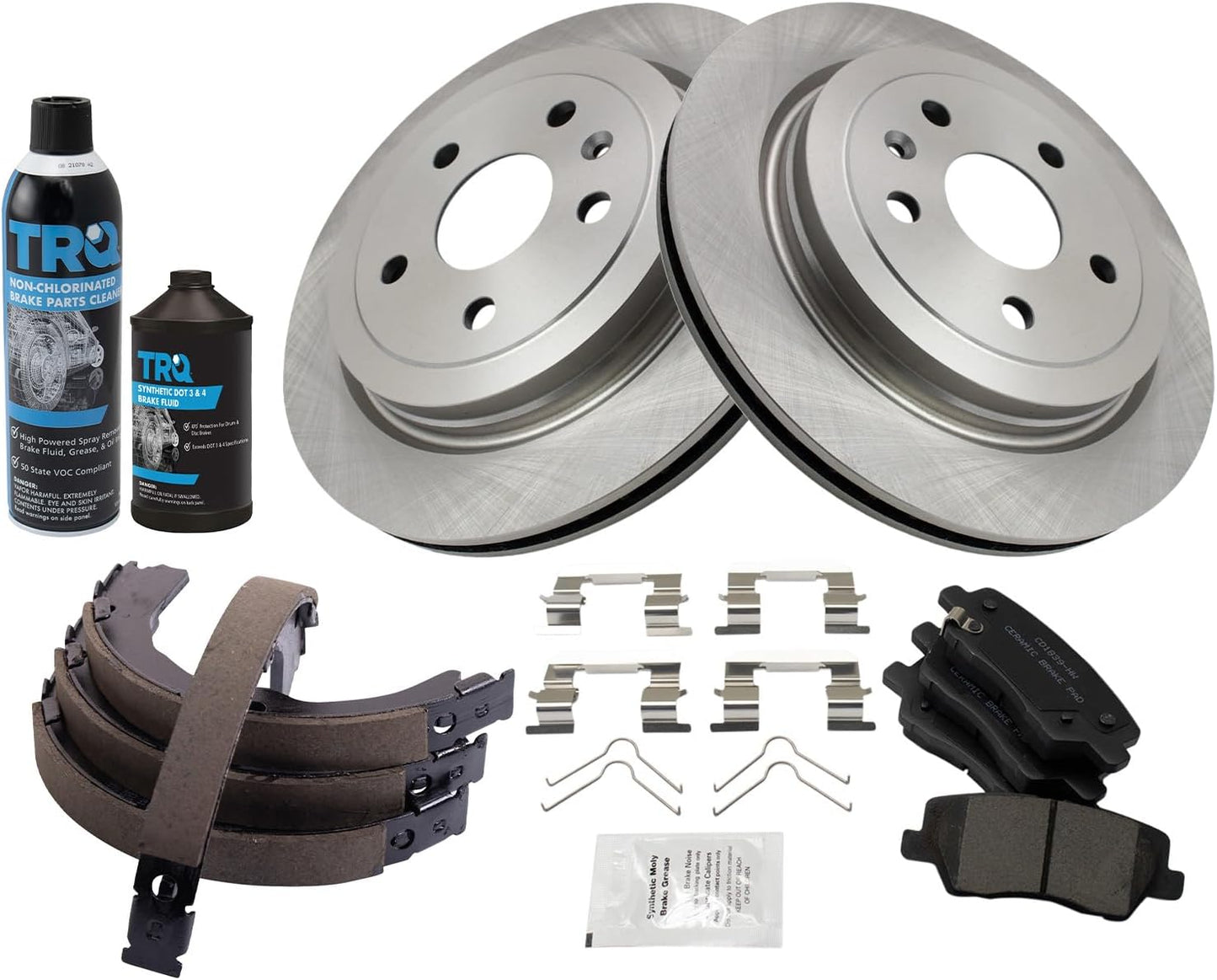 TRQ Rear Brake Pad & Rotor Kit for 2014 Cadillac Vehicles