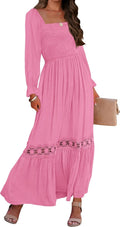 Women's Boho Maxi Dress with Long Sleeves from ZESICA