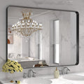 LOAAO 48X32 Inch Black Metal Framed Bathroom Mirror for Wall