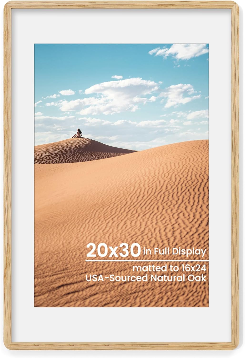 Natural Oak Wood Picture Frame 20x30 for Wall or Tabletop
