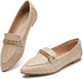 Tilocow Metal Chain Loafers for Women - Pointed Toe Slip-On Flats