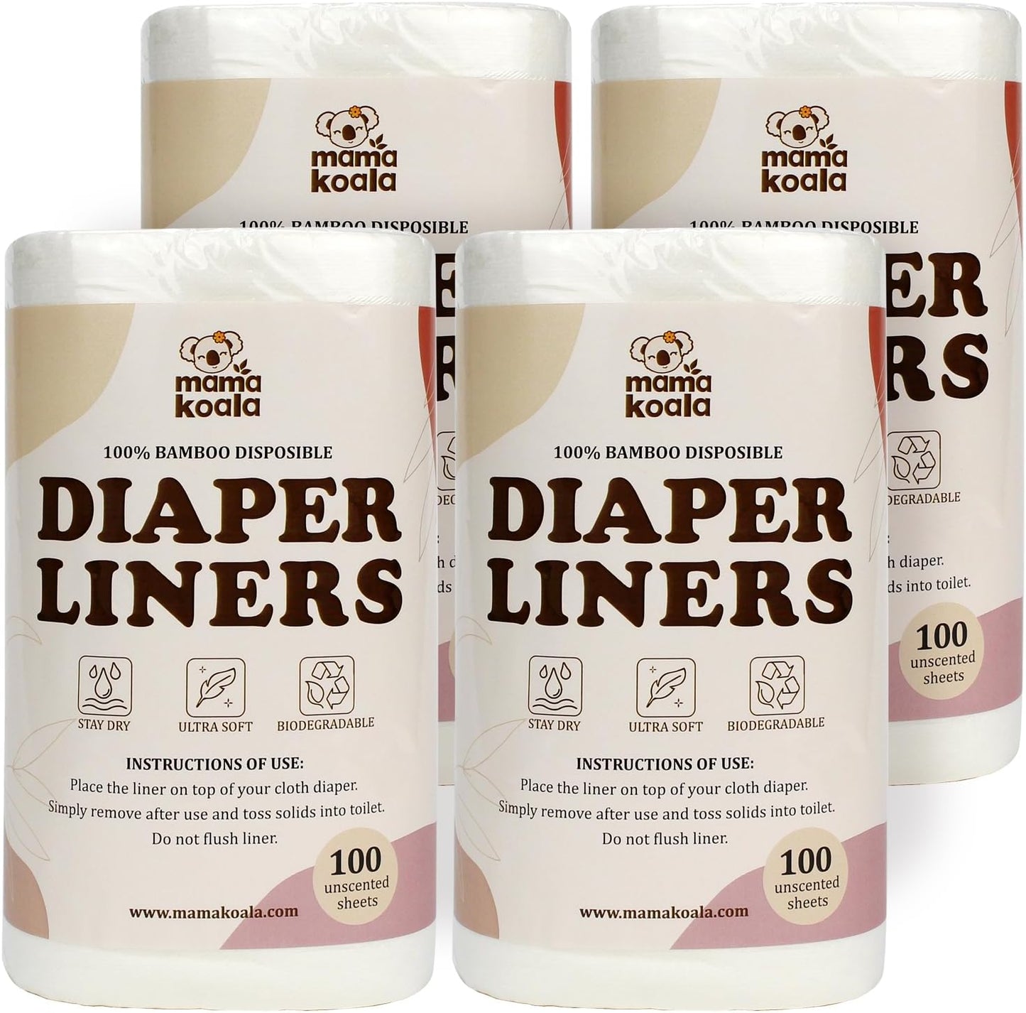 Mama Koala Biodegradable Diaper Liners, 400 Sheets