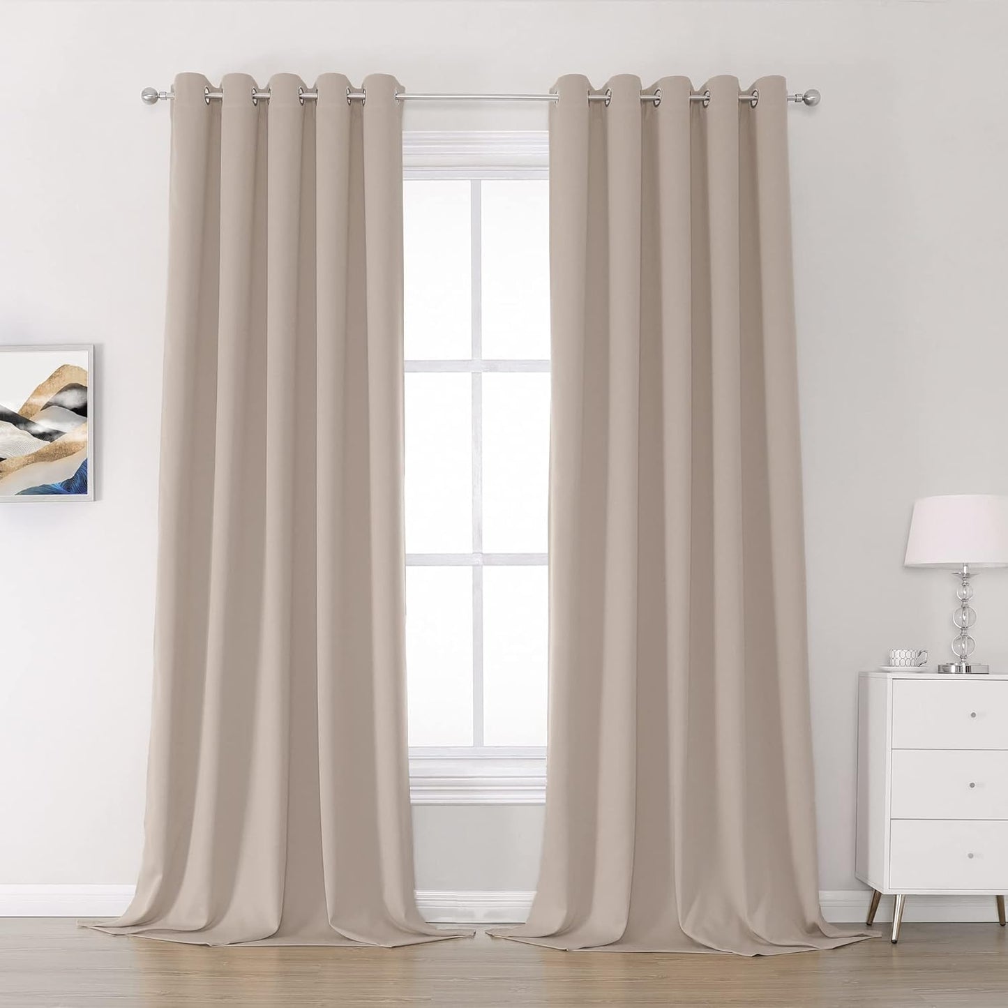 DUALIFE Light Coffee Color Curtains for Bedroom Blackout Panels