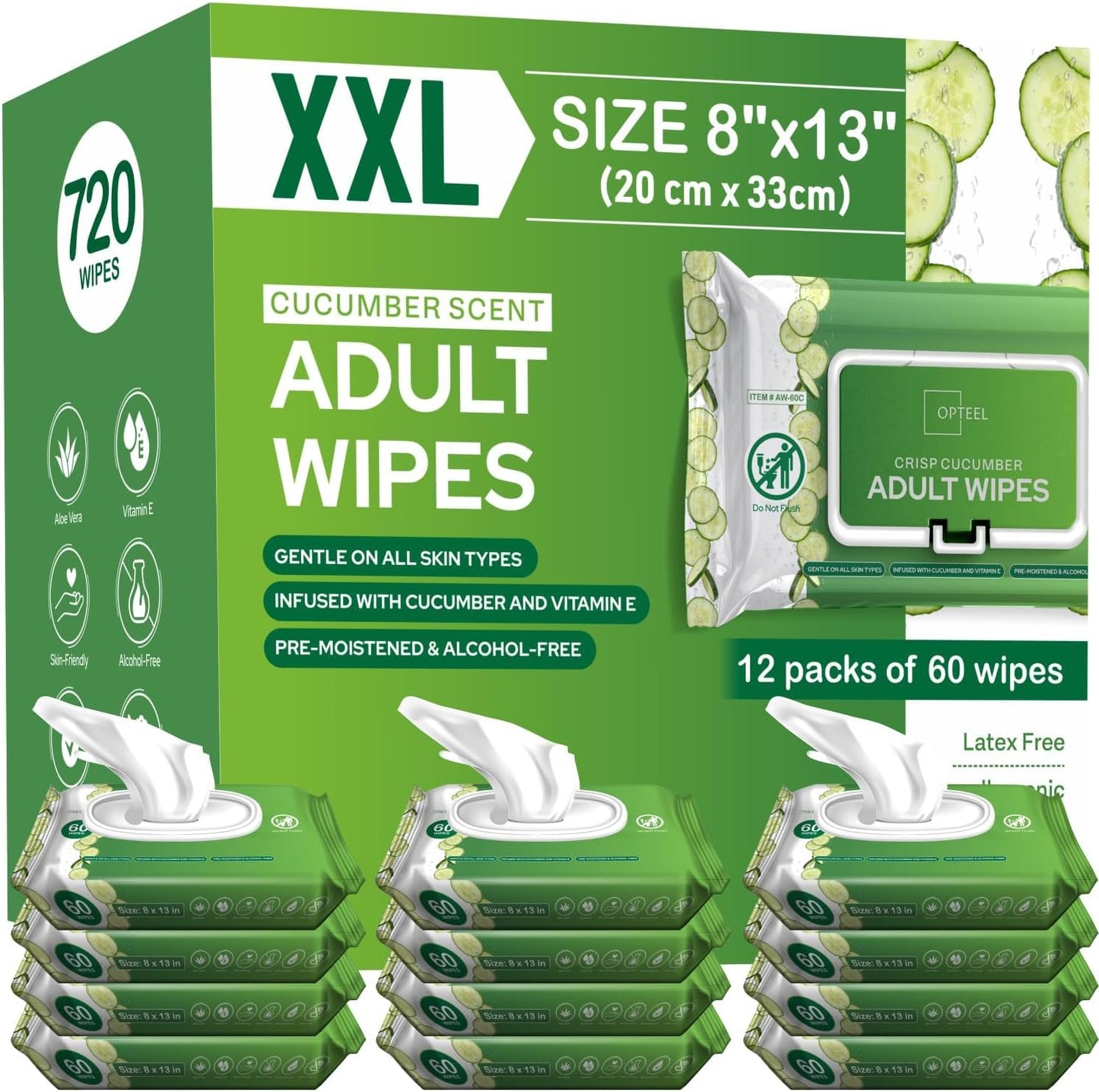 Extra Large Scented Adult Wipes for Sensitive Skin Care