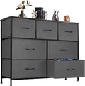 Dresser for Bedroom with 7 Drawers and Fabric Bins for Storage