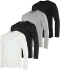 Mens Dry-Fit Long Sleeve Pocket Crew 4-Pack - UPF 50 Protection