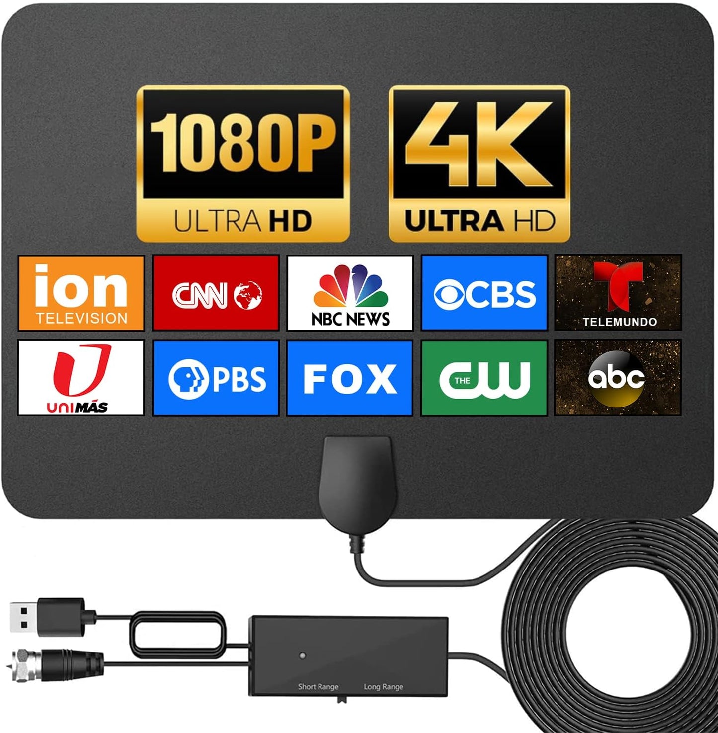 4K HD Indoor TV Antenna w/ Signal Booster - Aerobunny