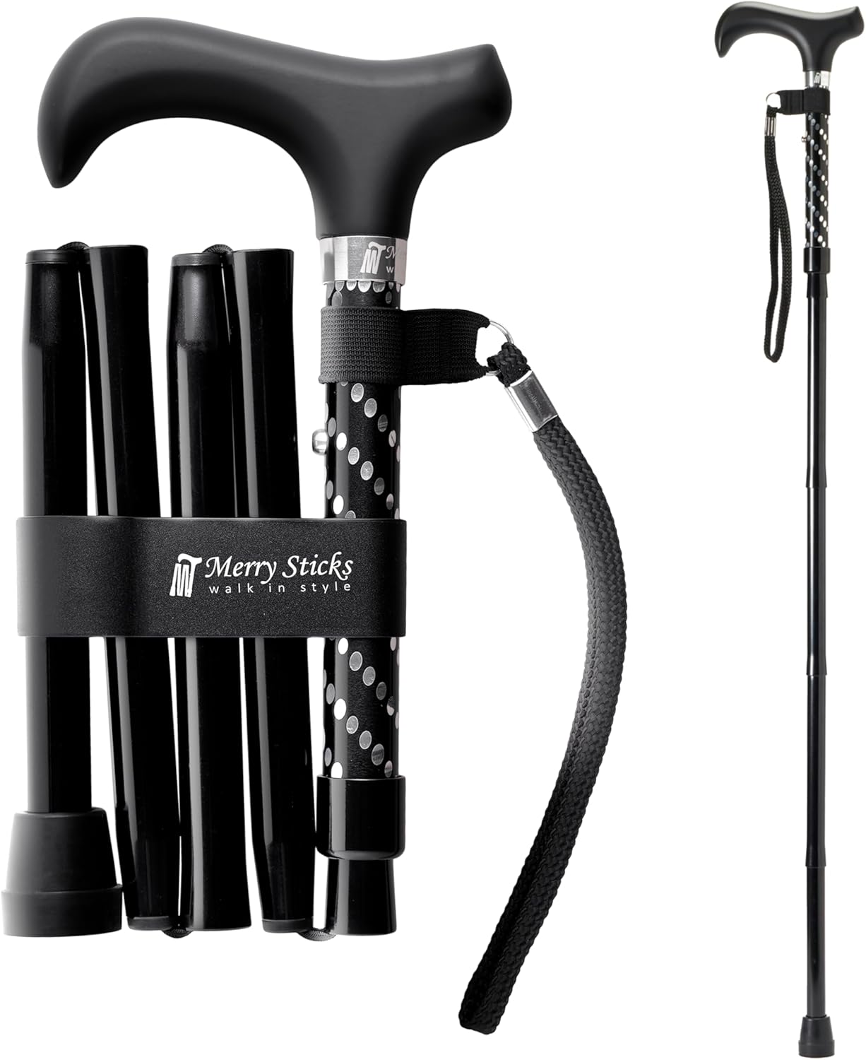 Lightweight Foldable Walking Canes for Women and Men - Dazzling Black