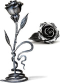 Hand-Forged Iron Rose with Engravable Steel Base - Eternal Metal