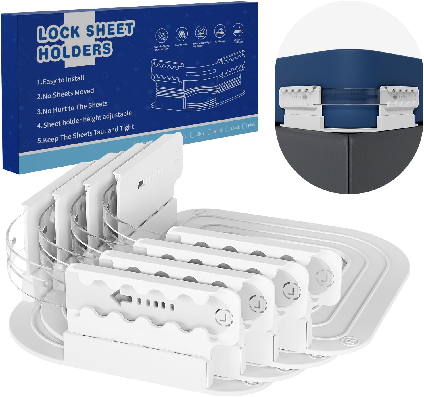 Lock Sheet Holders Keep Sheets Firm & Tight for Better Sleep