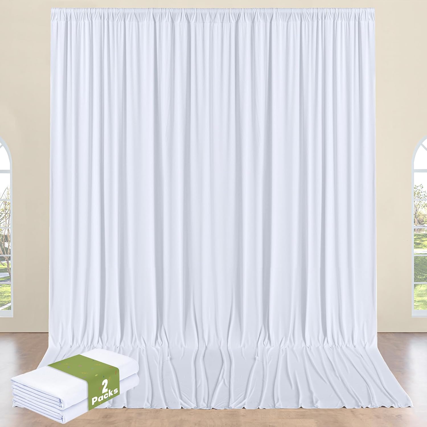 White Polyester Backdrop Drapes - Wrinkle Free Wedding & Event Photo Backgrounds!