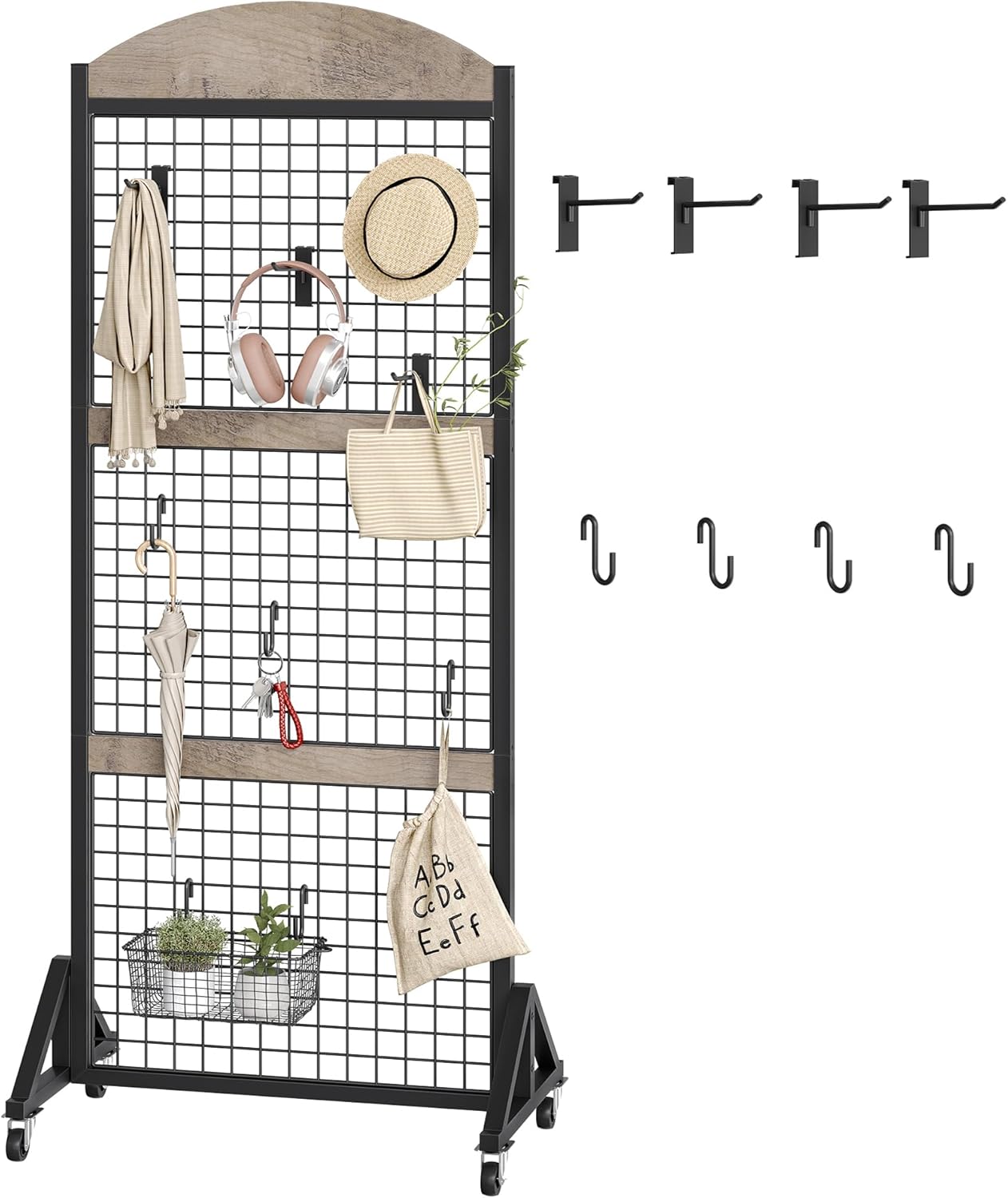 Grid Wall Panel Display Rack for Versatile Home and Retail Use