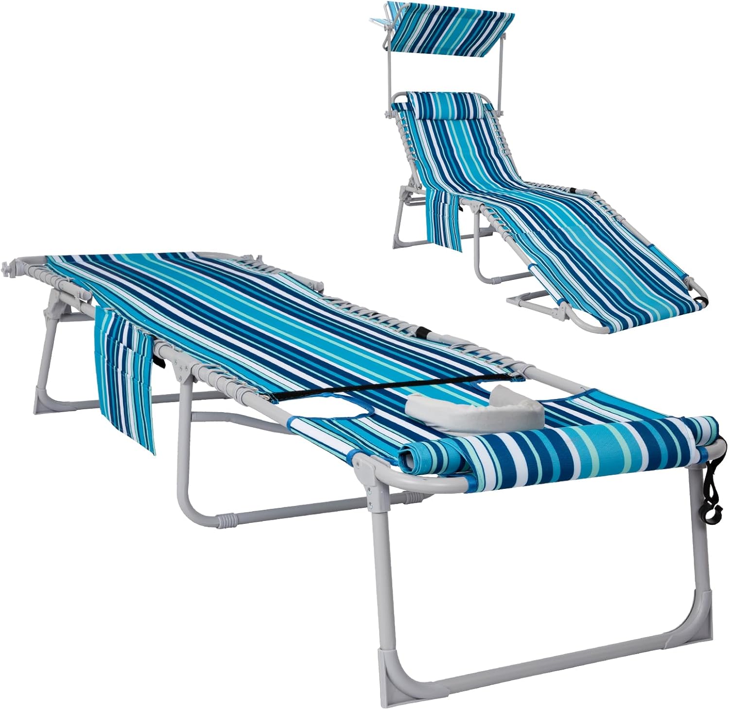 WEJOY 3 in 1 Tanning Chair with Face Hole & Canopy for Comfort