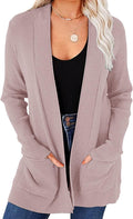 MEROKEETY Women's Open Front Waffle Knit Cardigan - Cozy Everyday