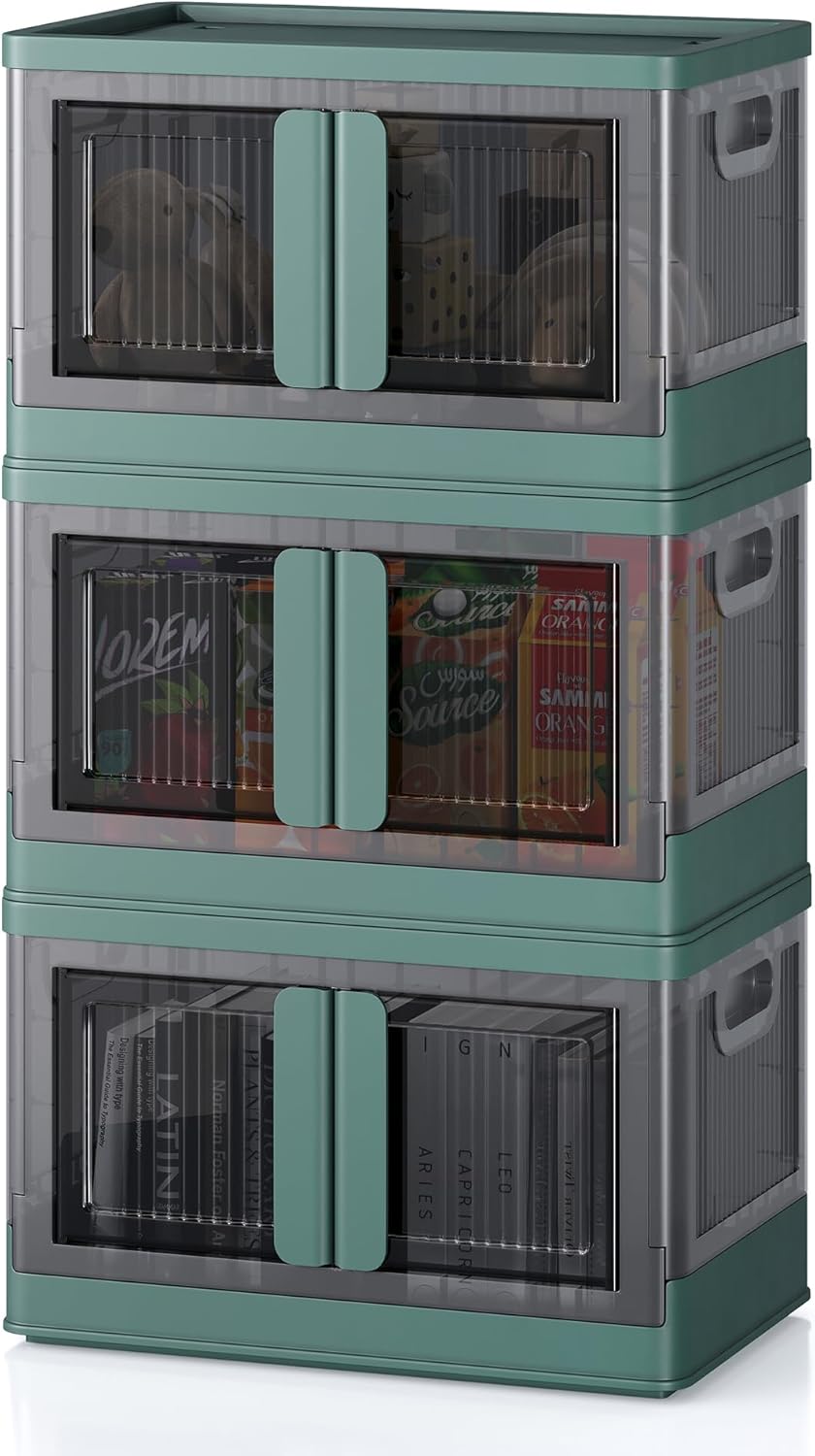 8.4Gal Collapsible Storage Bins with Lids & Wheels - 3 Pack