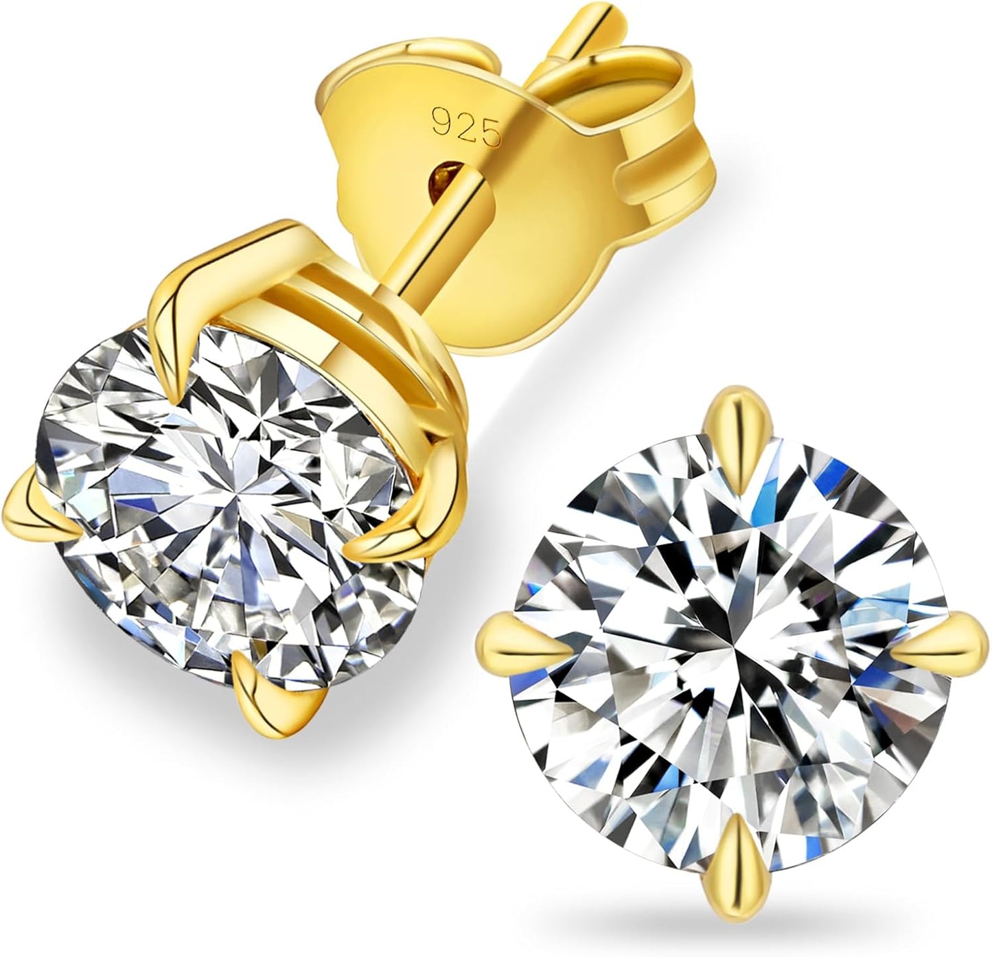 Moissanite Stud Earrings in 14K White Gold for Women and Men
