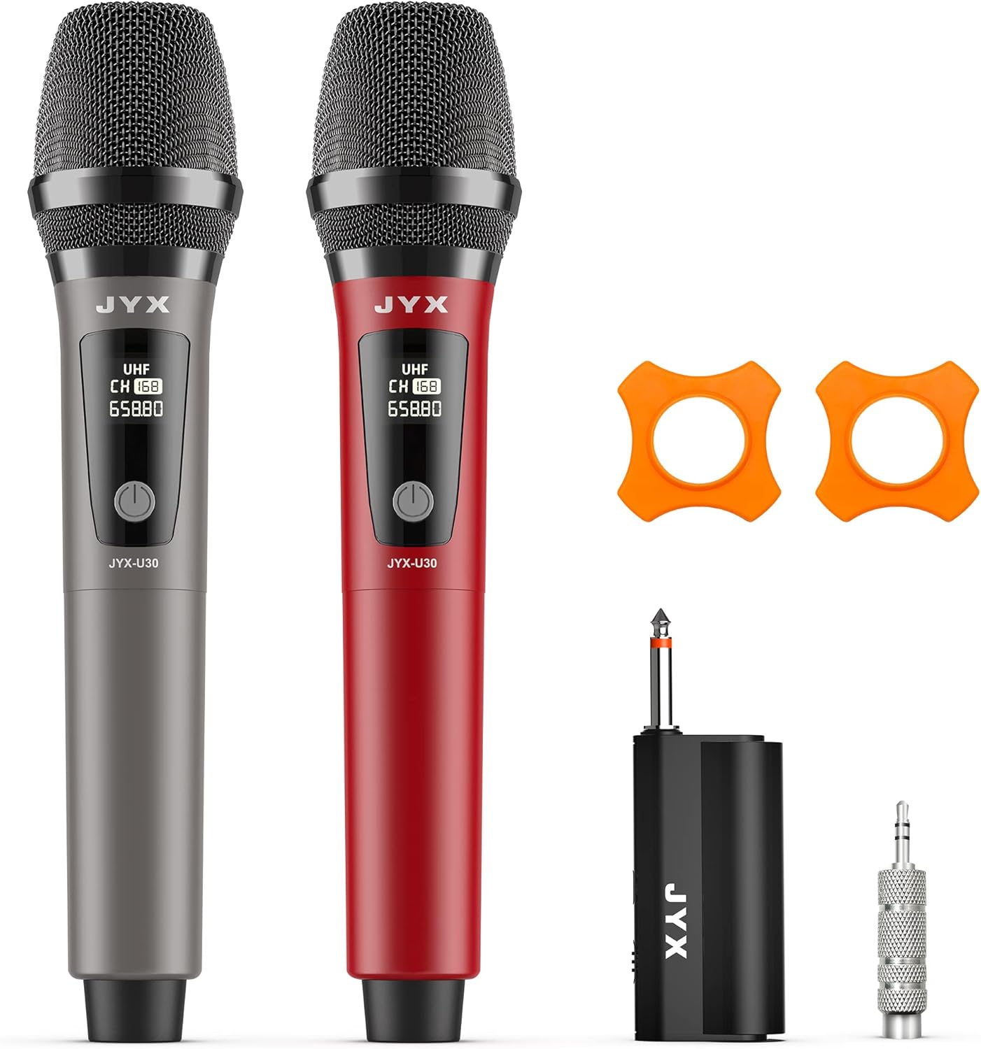 JYX Dual UHF Wireless Microphone Set - 100ft Range