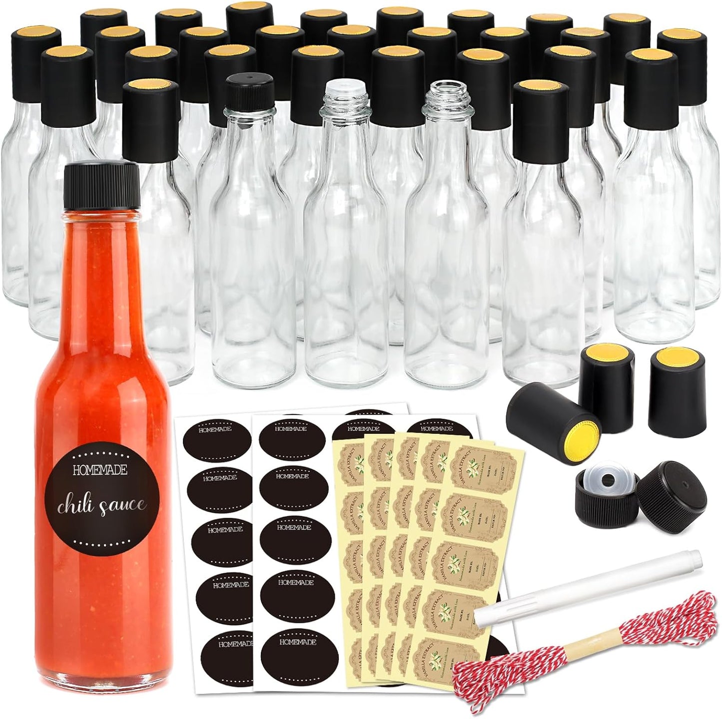GMISUN Kitchen Essentials Hot Sauce Bottles 5 oz for DIY Sauces