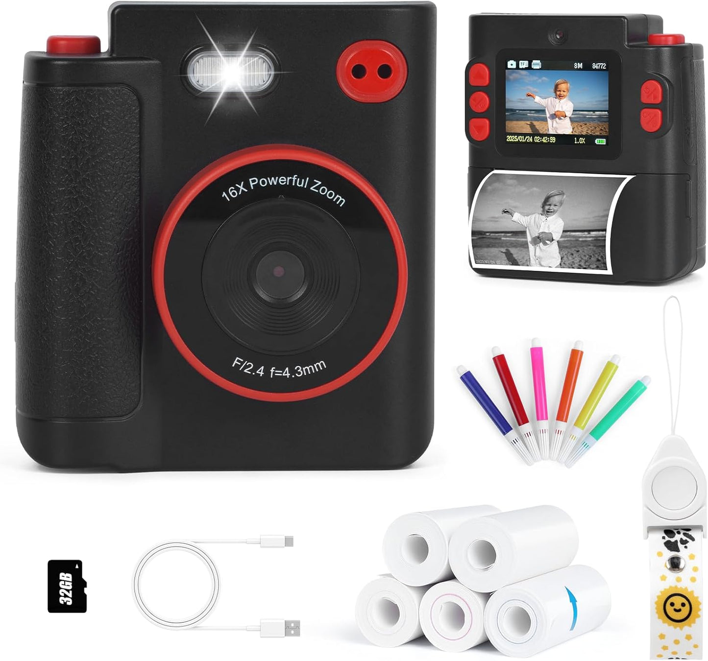 Kids Camera Instant Print with Dual-Lens for Fun Photography