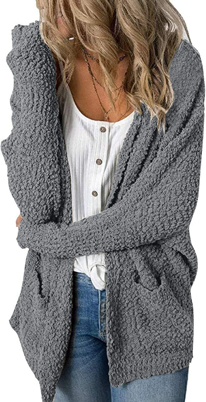 MEROKEETY Women's Long Sleeve Soft Chunky Knit Cardigan Coat