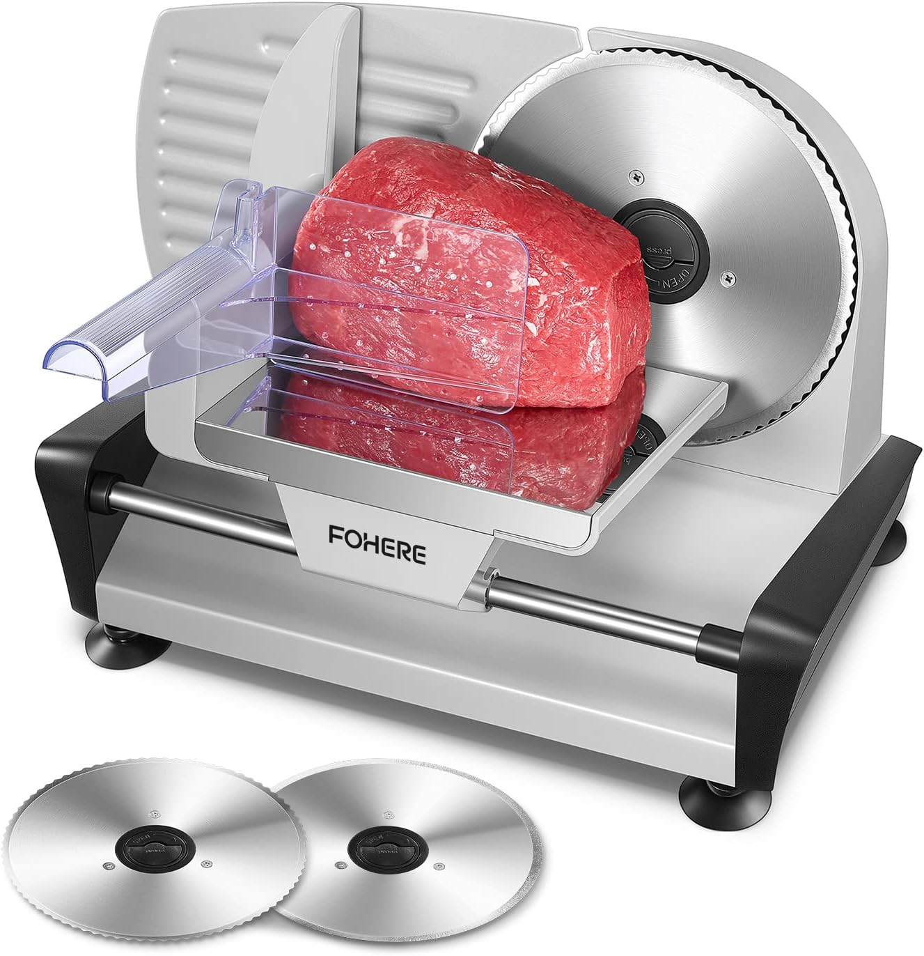 FOHERE 200W Meat Slicer Machine for Home with Dual Blades