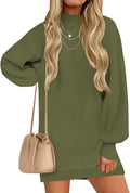 Women's Turtleneck Sweater Dress Oversized Lantern Sleeve - Cozy Fall