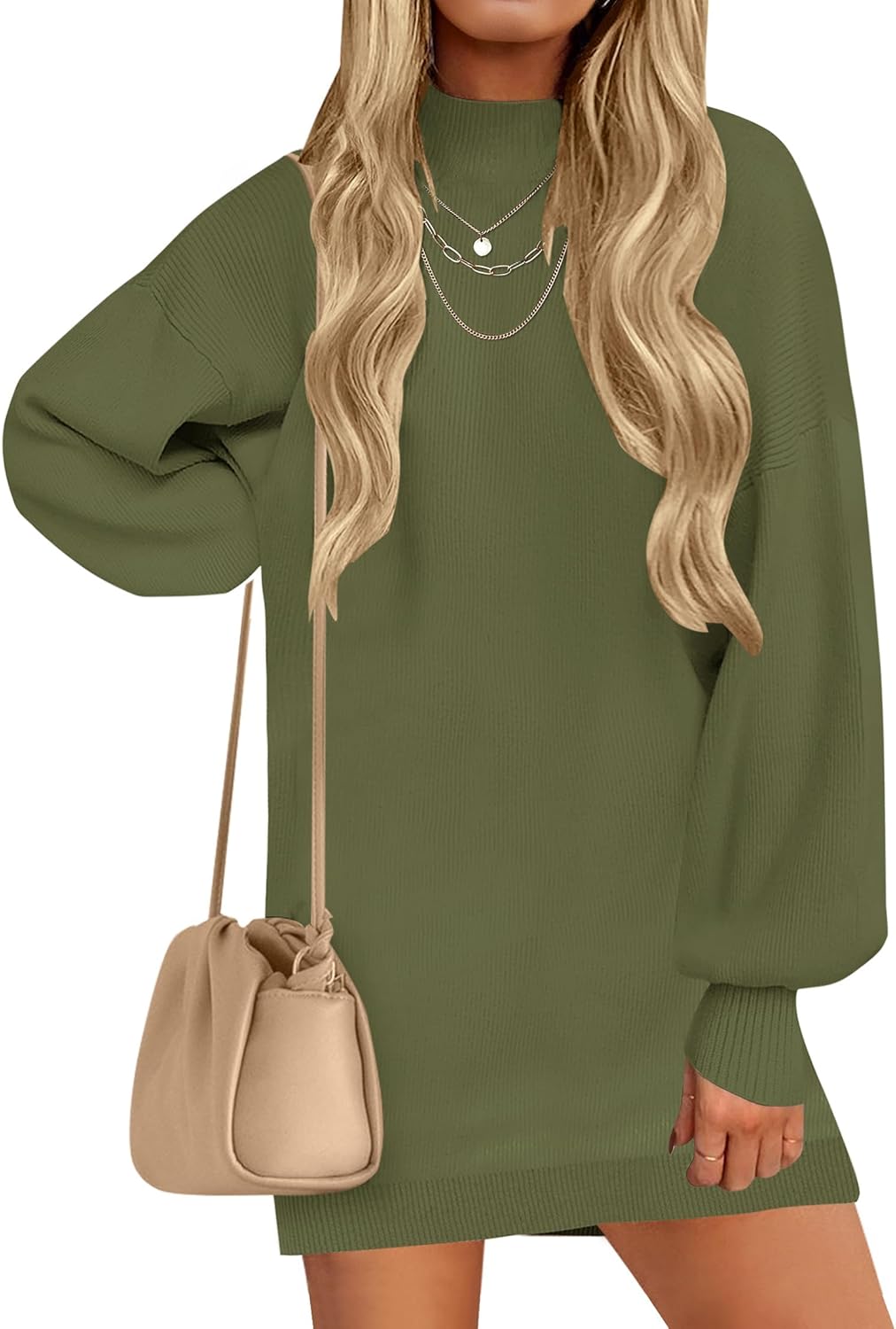 ZESICA Women's Fall Turtleneck Sweater Dress for Casual Style