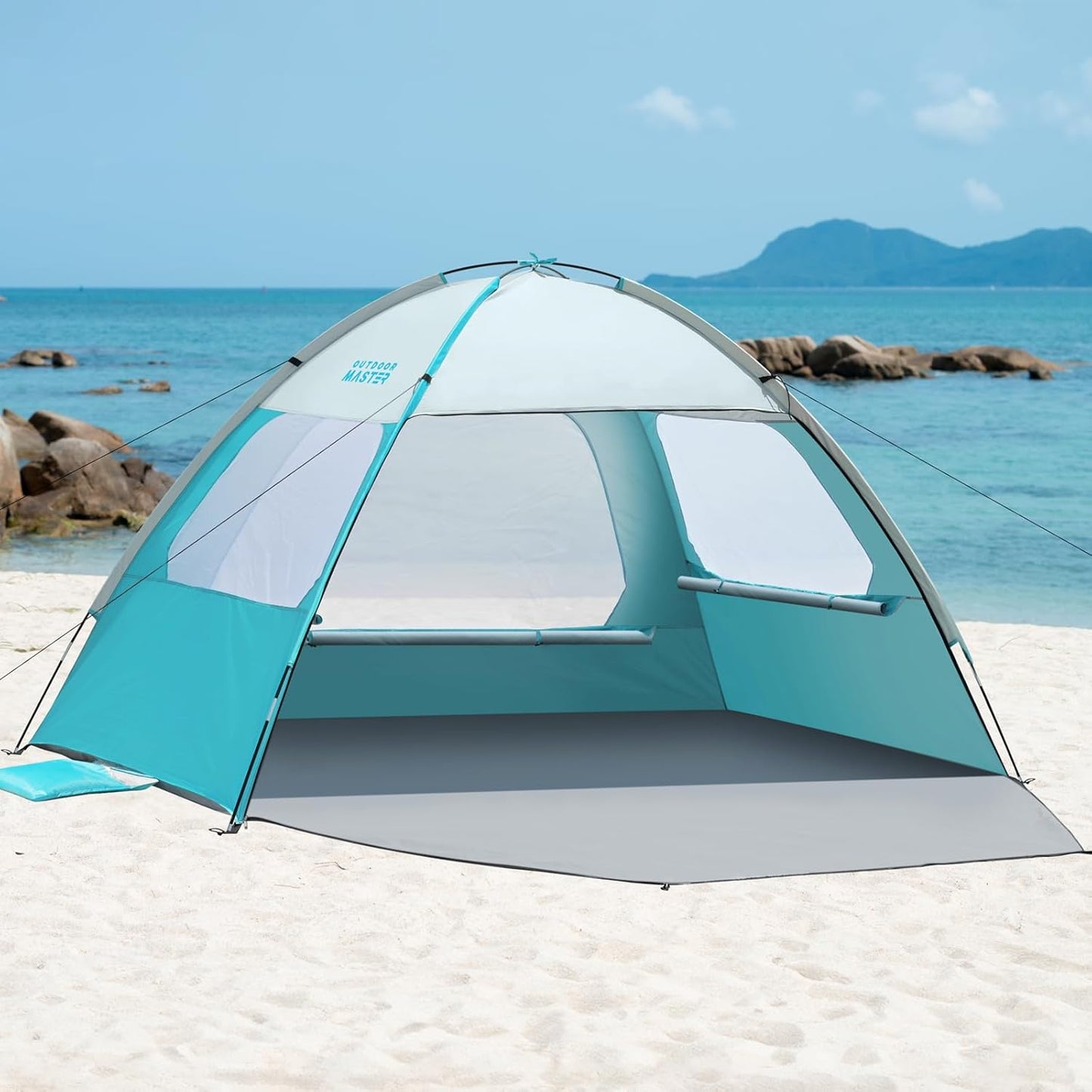 OutdoorMaster Beach Tent for 3/4 Person - Easy Setup Sun Shade