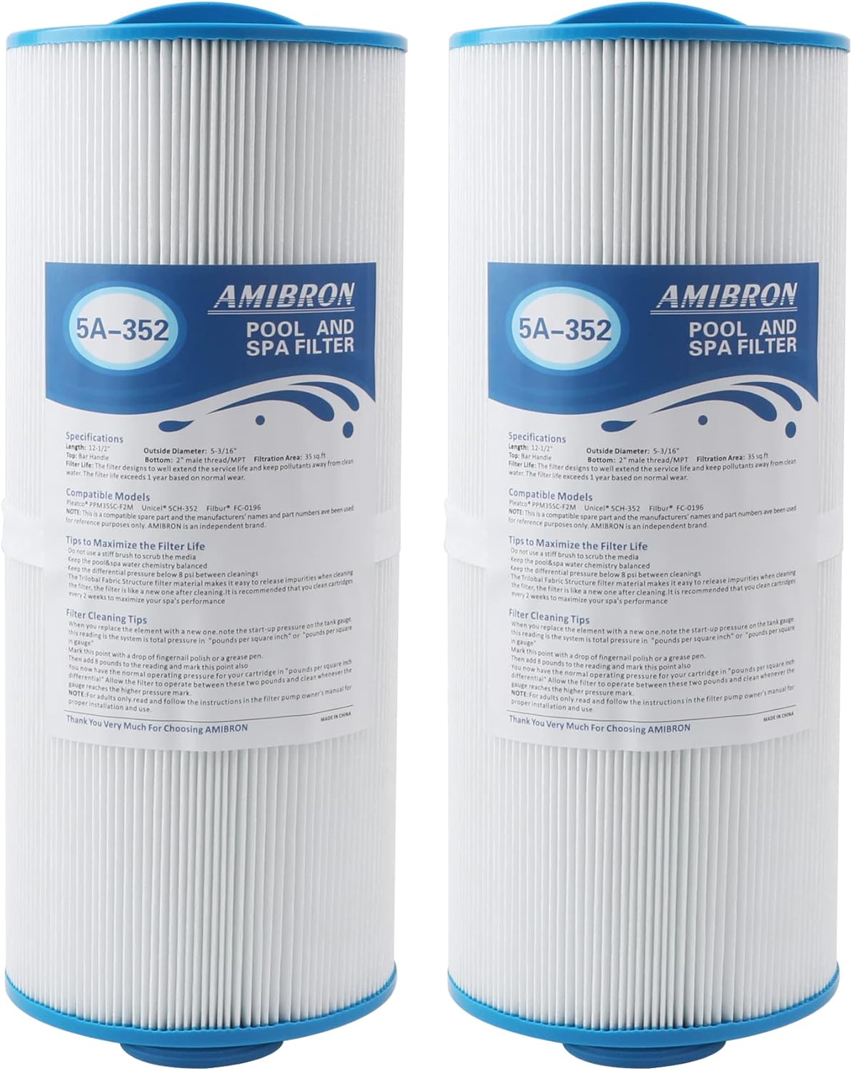 5CH-352 Spa Filter for Marquis Hot Tubs, 2 Pack, 35 sq ft